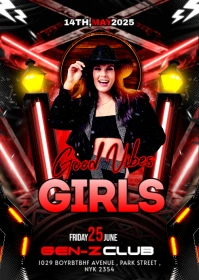 Black Maximalist Girls Night Vibes A6 template