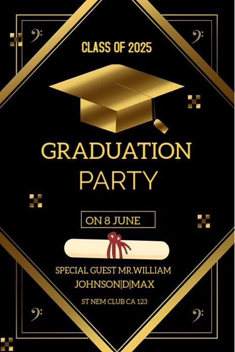Black Maximalist Gold And Black Graduation Party Flyer Pinterest Graphic template