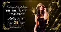 Black Maximalist Gold Birthday Banner Faceboo Facebook Shared Image template