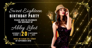 Black Birthday Party Invitation delt Facebook-billede Template
