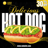 Black Maximalist Gold delicious hot dog Instagram Post template