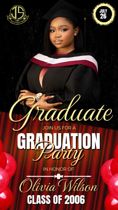 Black Maximalist gold modern and minimalist graduation party História do Instagram template