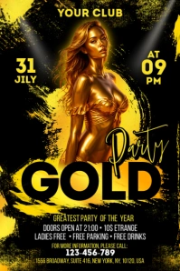 Black Maximalist Gold Party Banner 4' × 6' template