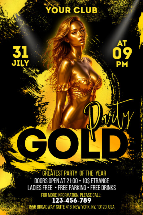Black Maximalist Gold Party Banner 4' × 6' Banier 4’×6’ template