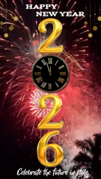 Black New Year Celebration Ecrã digital Template