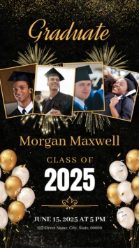 Black Maximalist Golden Graduation Digital Display (9:16) template