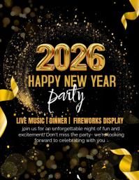 Black Maximalist Golden Night 2026 Flyer (us Letter) template