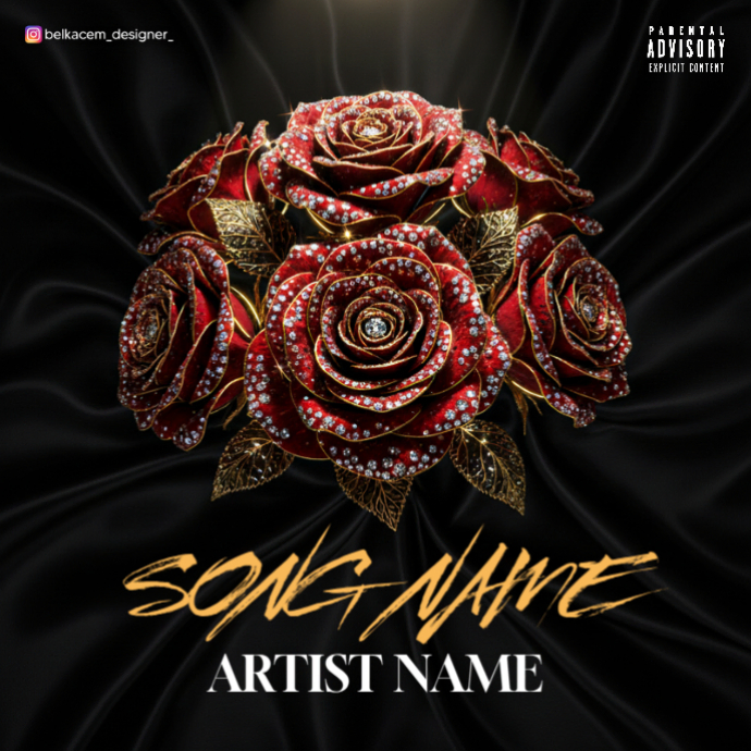 Black Maximalist Golden Roses Album Cover Template | PosterMyWall