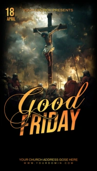 Black Maximalist Good Friday Church Flyer Business Card template