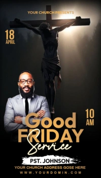 Black Maximalist Good Friday Church Flyer Business Card template