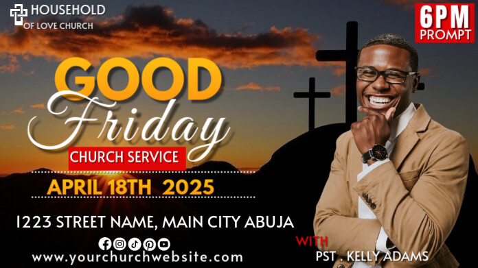 Black Maximalist Good Friday Church Service  Twitter Post template
