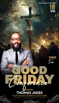 Black Maximalist Good Friday Flyer Business Card Визитная карточка template
