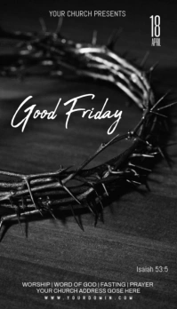 Black Maximalist Good Friday Flyer Business Card template