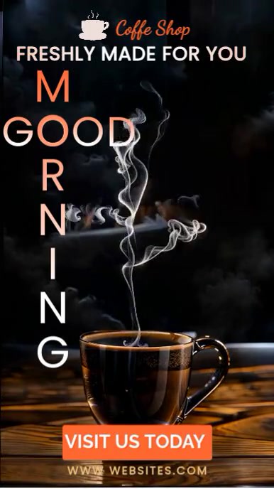 Black Maximalist Good Morning Coffee Freshly Made For You Instagram Story template