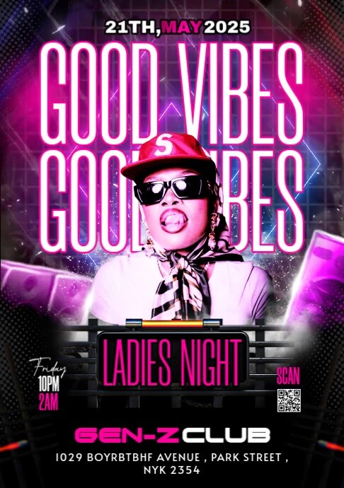 Black Maximalist Good Vibes Party A5 template