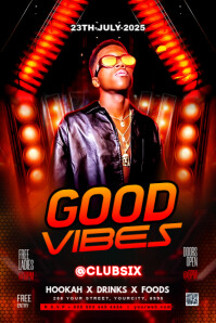 Black Maximalist Good Vibes Party Banner 4' × 6' template
