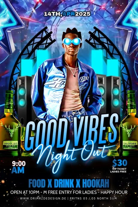 Black Maximalist Good Vibes Party Poster template