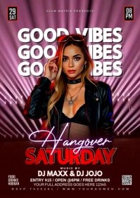 Black Maximalist Good Vibes Saturday Hangover  A4 template