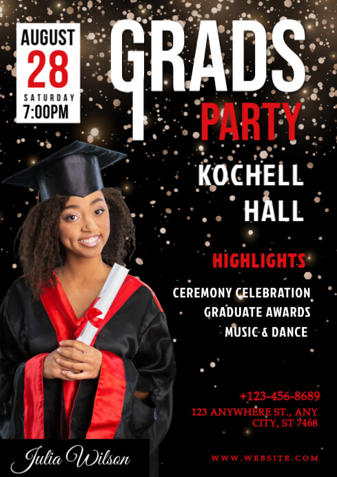 Black Maximalist Gradd Party A4 template