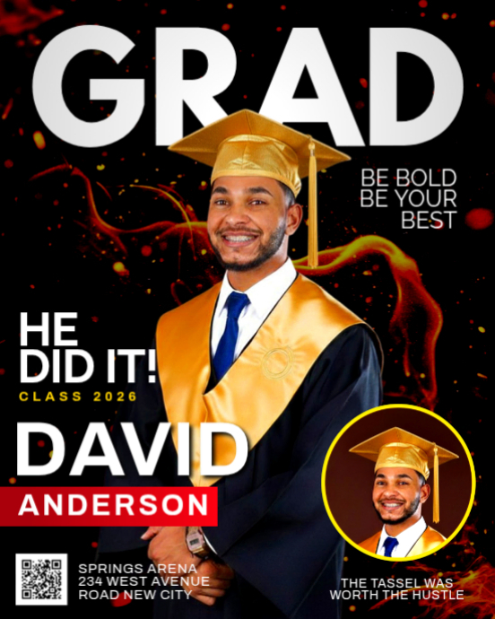 Black Maximalist Graduation Announcement Card Graduate Wishes Grad Party  Celebration Invitation Flye Template | PosterMyWall