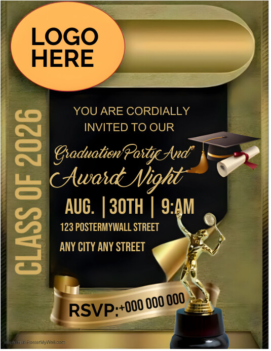 Black Maximalist Graduation Award Night Flyer Template | PosterMyWall