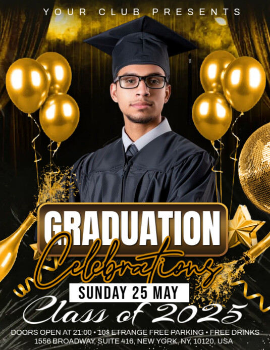 Black Maximalist Graduation Flyer (us Letter) template