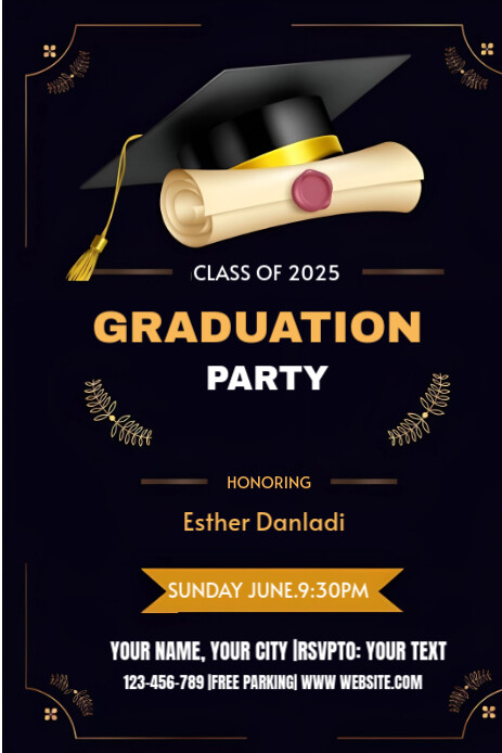 Black Maximalist Graduation Flyer Party  Pinterest Graphic template
