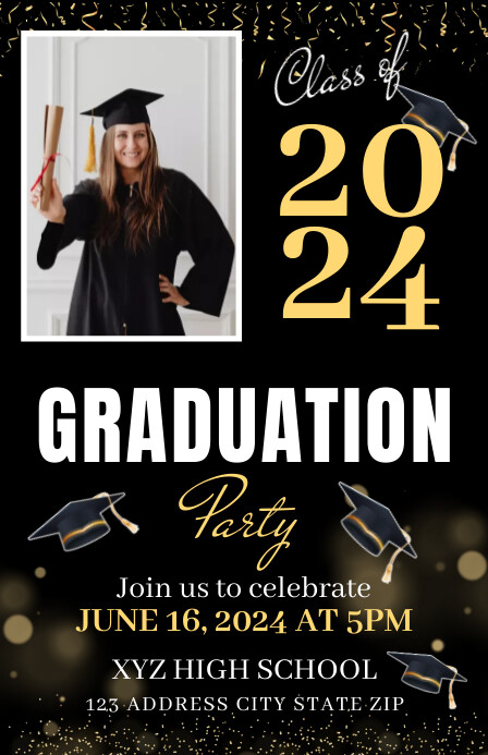 Black Maximalist Graduation Half Page Wide | PosterMyWall