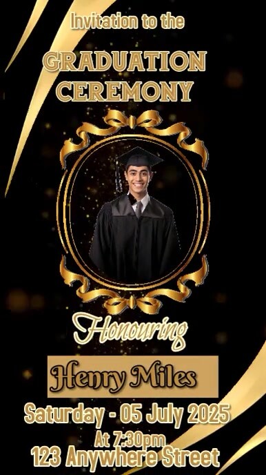 Plantilla de Black Maximalist Graduation Invitation Digita | PosterMyWall