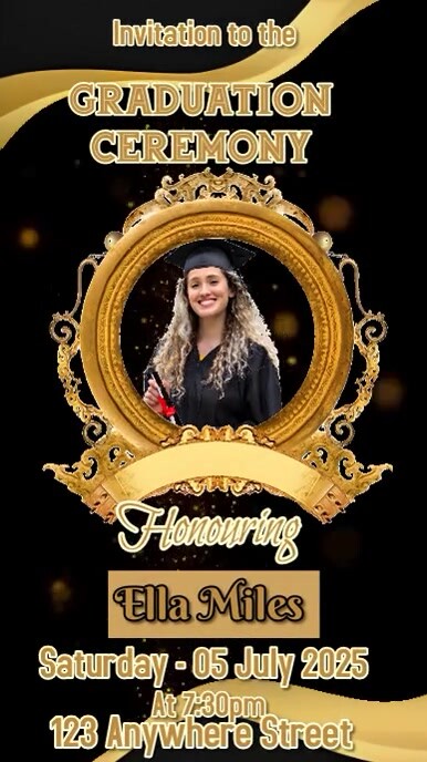 Plantilla de Black Maximalist Graduation Invitation Templa | PosterMyWall