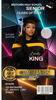 Black Maximalist Graduation Party  Digital Display (9:16) template