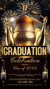 Black Maximalist Graduation Party Digital Display Video Affichage numérique (9:16) template
