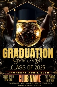 Black Maximalist Graduation Party Half Page Wide template