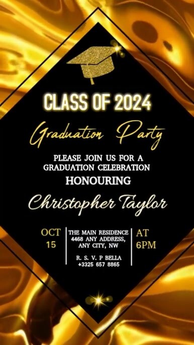 Black Maximalist Graduation Party Instagram Reel Template | PosterMyWall