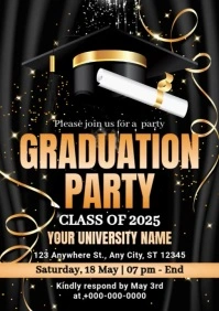 Black Maximalist Graduation Party Invitation A3 template
