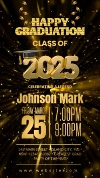 Black Maximalist Graduation Party Video Graduation Celebration Digital Display (9:16) template