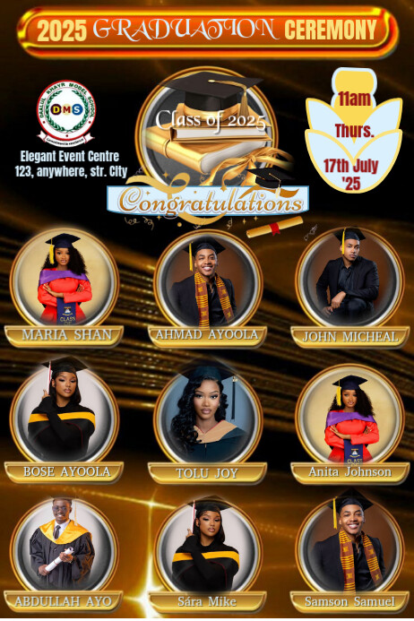 Black Maximalist Graduation Portrait Layout Poster Template | PosterMyWall