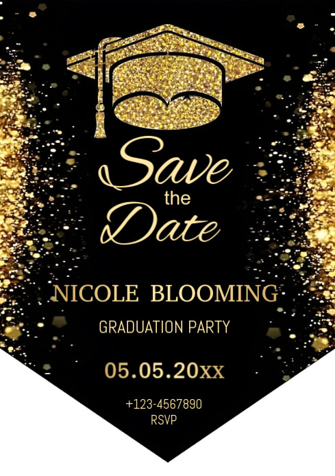 Black Maximalist Graduation Save The Date Template A4