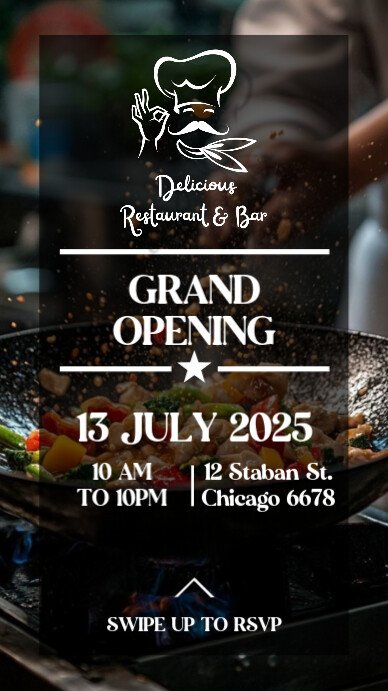 Black Maximalist Grand Opening Restaurant Design Template Poster Instagram Story Instagram Story Instagram-verhaal