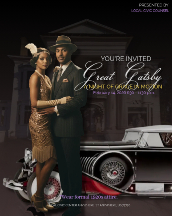 Black Maximalist Great Gatsby Formal Instagram Portrait template