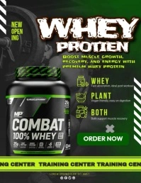 Black Maximalist Green Whey Protien  Flyer (us Letter) template