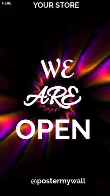 Black Maximalist Green Yellow Blue Black And White We Are Open Design Video  Digital Display (9:16) template