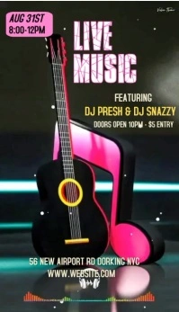 Black Maximalist Guitar Concert  Business Car Biglietto da visita template