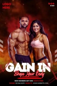 Black Maximalist Gym Club Red  Poster Плакат template