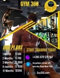 Black Maximalist Gym360 Fitness Business Video  Flyer (us Letter) template