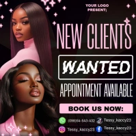 Black Maximalist Hair Salon New Clients Wanted And Booking Instagram Post template