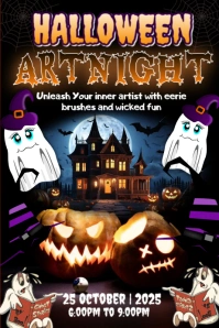 Black Maximalist Halloween Art Night Poster template