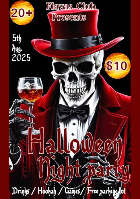 Black Maximalist Halloween Bar Flyer  A5 template