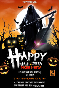 Black Maximalist Halloween Bar Party Template  Poster