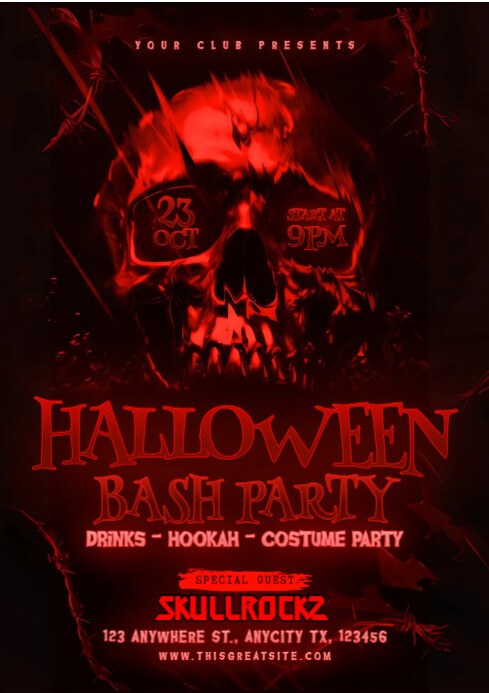 Black Maximalist Halloween Bash Party A4 Template | PosterMyWall